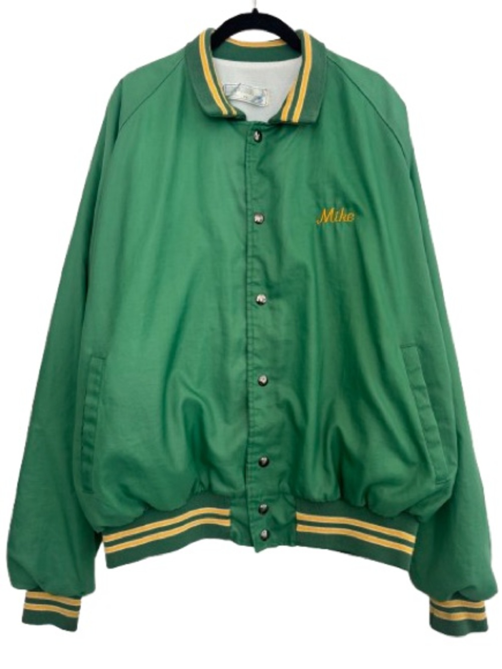 Vintage Capricorn 70s "Mike" Embroidered Green Yellow Nylon Bomber Jacket